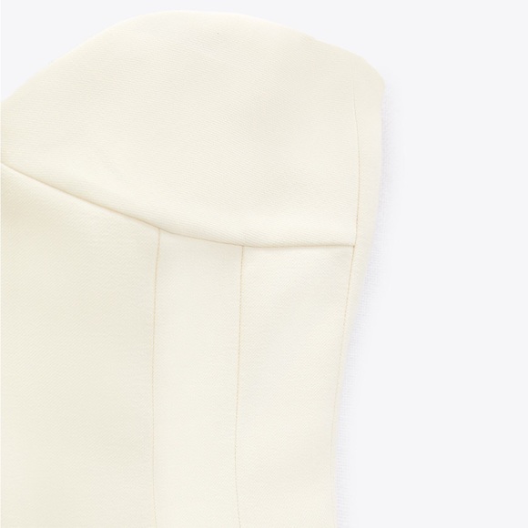 ZARA Oyster White Tuxedo The Masculine Trousers & Bustier Sweetheart Neckline